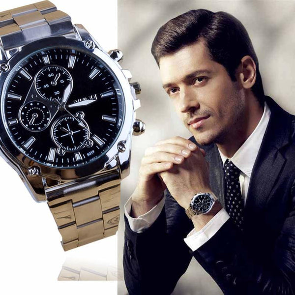 Splendid Fashion Business Men Shock Resistant Stainless Steel Band Machinery Sport Reloj Analog Quartz Luxury Men Watch